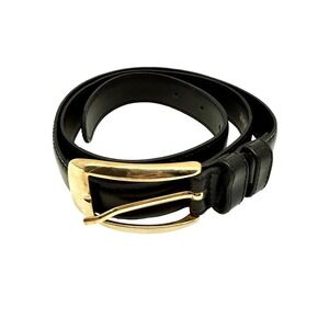 Lemie Italy Genuine Leather Belt Black Euro Metal Buckle Size M Made in Italy